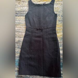 VTG Gap Black Tweed Wool Blend Sheath Dress with Velvet Bow Waist NWT Size 2